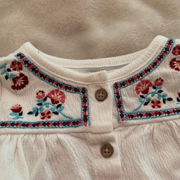 Carter's White Boho Embroidered Look Shacket Size 9 Months - Picture 3 of 15